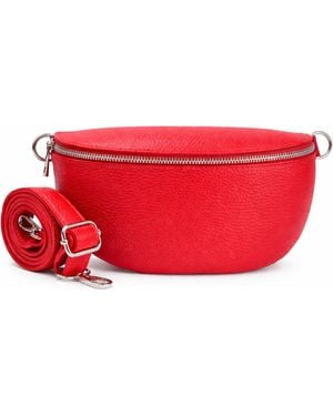 Woodland Leathers Ladies Genuine Italian Leather Crossbody Sling Bag - Red