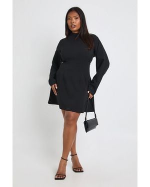 Boohoo Plus Cinched Detail Balloon Sleeve Shift Dress - Black