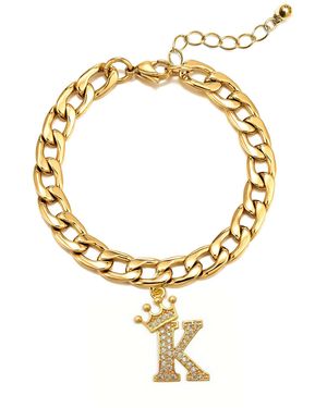 The Jewellery Stockroom Plated Crystal Letter Charm Curb Bracelet - Metallic