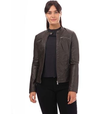 ONLY Womenss Bandit Faux Leather Biker Jacket - Black