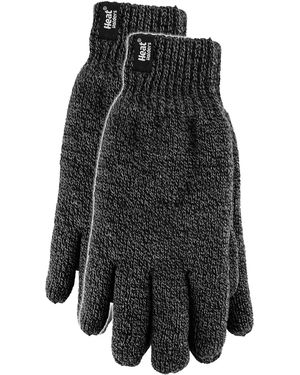 Heat Holders Thermal Gloves With Protective Ribbed Cuff - Black