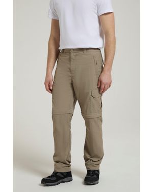 Mountain Warehouse 'Explore' Convertible Trousers Quick Drying Fade Resistant Zip Off Trousers Polyamide - Natural