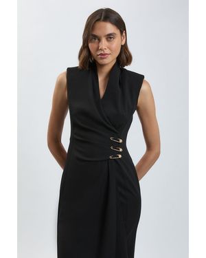 Karen Millen Trim Tailored Midi Pencil Dress - Black