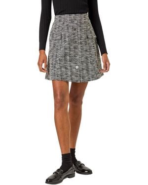 Roman Buttoned Textured Skirt - Black