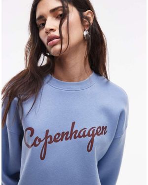 TOPSHOP Graphic Copenhagen Oversized Sweatshirt - Blue