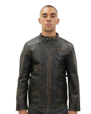 Infinity Leather Vintage Biker Jacket- Sarajevo - Black