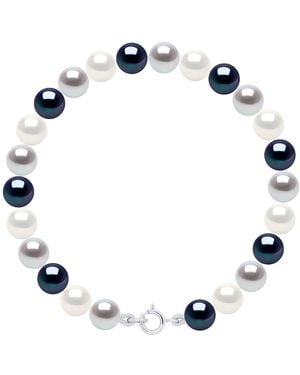 Ateliers Saint Germain Bracelet Of Real Cultured Freshwater Pearls Round 6-7 Mm - Blue