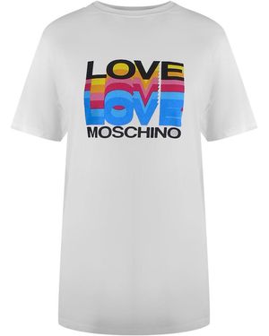 Moschino Love T-Shirt Large Colourful Logo Cotton - White