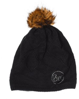 Buff Tassel Knitted Beanie - Black