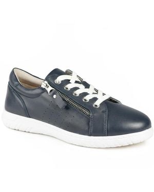 Jones Bootmaker Buttercup Leather Zip & Lace Trainers - Blue