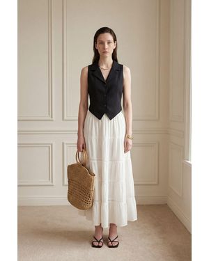 My Fashion Sleeveless Buttoned Waistcoat With Back Detail - Natural