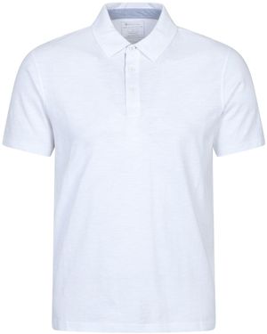 Mountain Warehouse 'Hasst Ii' Polo With Button Neck Cotton Sun Protection Casual Tee - White