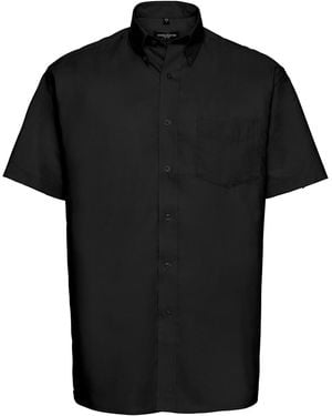 Russell Collection Oxford Easy-Care Short-Sleeved Shirt - Black