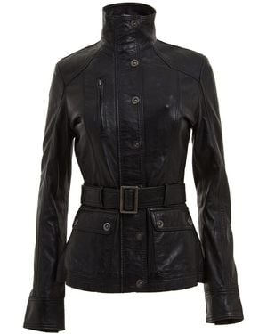 Infinity Leather Military-Inspired Biker Jacket-Middleton - Black