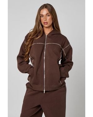 Urban Bliss Chocolate Zip Snake Pipe Hoodie - Brown