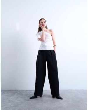 TOPSHOP Co Ord Slouchy Clean Waist Band Tailored Trouser - White