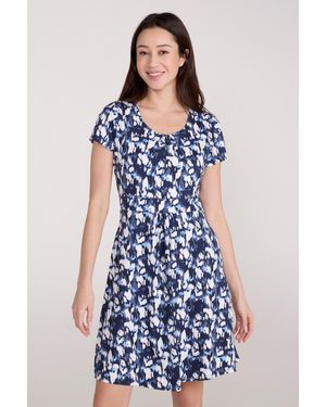 Mountain Warehouse Orchid Patterned Uv Summer Dress With Side Pockets Holiday Beach Cotton - Blue