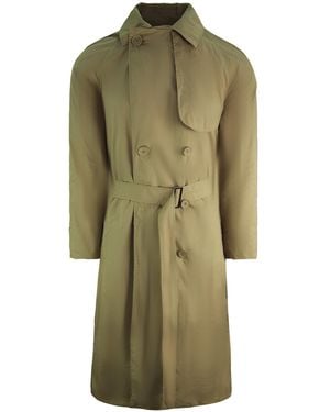 Lacoste Cotton Belt Trench Long Coat - Green