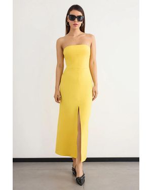 Hiccup Strapless Maxi Dress With Slit - Yellow