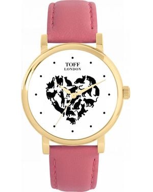 Toff London Tlws-39107 Ladies Love Cats Watch - Pink