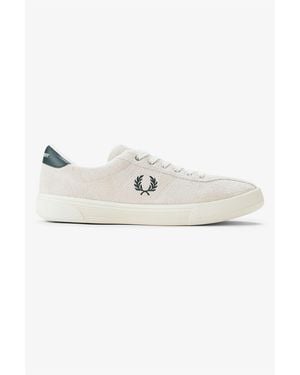 Fred Perry Tennis Shoe Suede Ecru/Grassroot Trainers - White