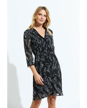 Sosandar Print Tie Waist Shirt Dress - Blue