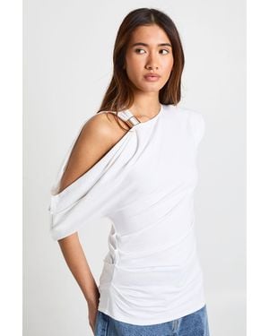 Boohoo Trim One Sleeve T-Shirt - White