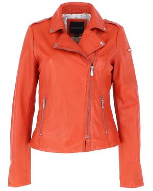 Monom 'Wendy' Real Leather Side Zip Biker Jacket - Red