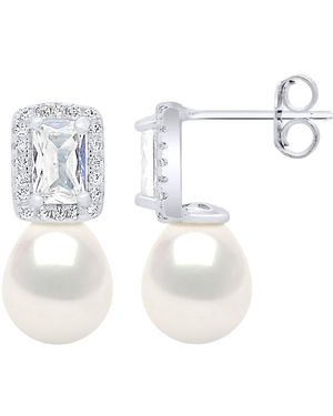 Ateliers Saint Germain Hanging Earrings Real Cultured Freshwater Pearls Pear 8-9 Mm - White