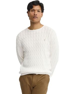 POLO CLUB Crew Neck Cable Knit Jumper Pullover14 - White