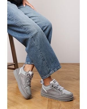 Where's That From Wheres 'Darcy' Suede Lace-Up Trainers With Chunky Sole And Mesh Panel - Blue