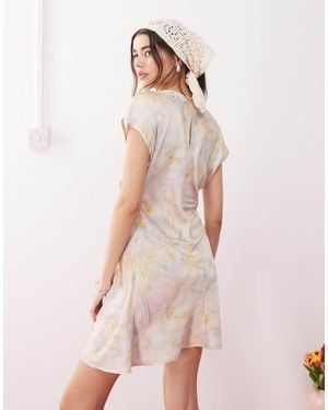 Reclaimed Vintage Mini Tea Dress With Lace Insert - Pink