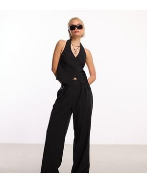 Collusion Tailored Wide Leg Trousers Co-Ord With Elasticated Waistband - Black