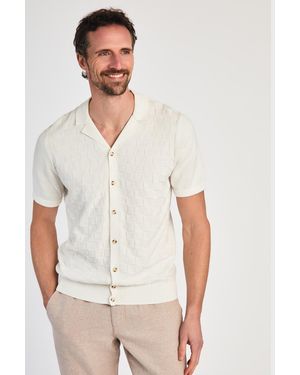Nines Cotton Knitted Check Shirt - White