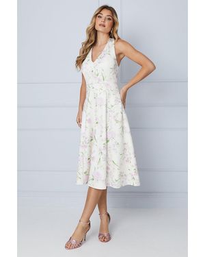 Oasis Floral Ottoman Twill Halter Midi Dress in White Lyst UK