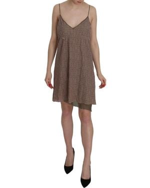 Pink Memories Cotton Spaghetti Strap A-Line Mini Dress Material_Cotton - Brown
