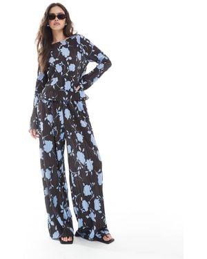 Vero Moda Long Sleeve Plisse Top Co-Ord - Blue