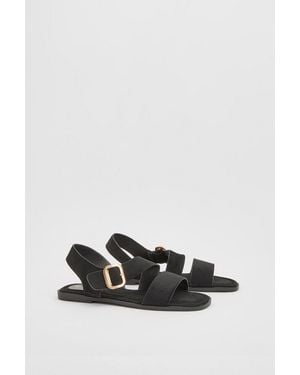 Wallis Sandie Faux Suede Buckle Detail Asymmetrical Flat Sandals - White