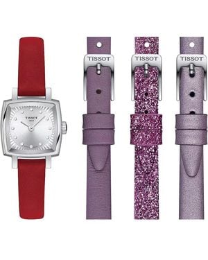 Tissot Lovely Square Valentines Watch T0581091603600 Leather - Purple