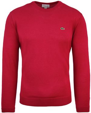 Lacoste Long Sleeve S Pink Pullover Round Neck Jumper Ah3021 Ws3 - Red