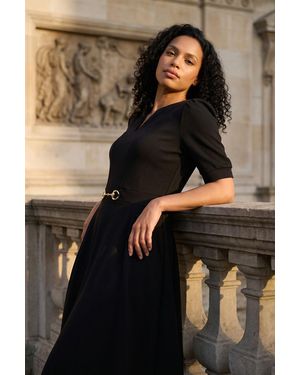 Wallis Ponte Snaffle Trim Midi Dress - Black