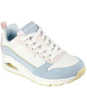 Skechers And Perforated Duraleather Lace Low Top Trainers - Blue