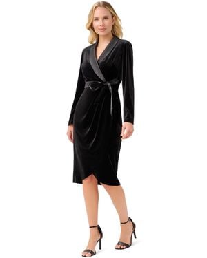 Adrianna Papell Velvet Tuxedo Dress - Black