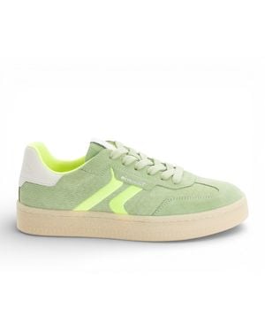 Tamaris Leather Neon Stripes Trainers Trainer Shoes - Green