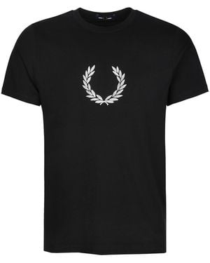 Fred Perry Textured Laurel Wreath T-Shirt Cotton - Black