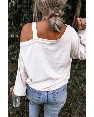 Azura Exchange Eén-schouder Brei Top Relaxed Fit - Wit