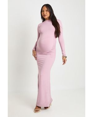 Boohoo Maternity Ruched Side Detail Maxi Dress - Pink