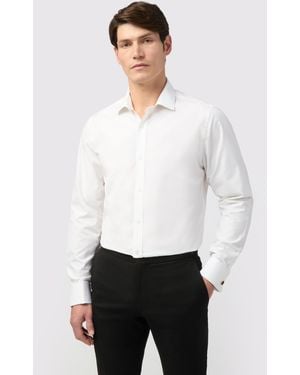 Alexandre Silver Label Egyption Cotton Tailored Fit Poplin Double Cuff Reg Collar Shirt - White