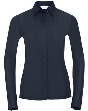 Russell Collection /Ladies Ultimate Stretch Long-Sleeved Formal Shirt (Bright) - Blue