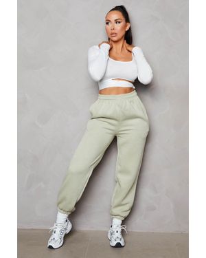 Femme Luxe High Waisted Shirred Drawstring Pocket Detail Cuffed Joggers - Grey